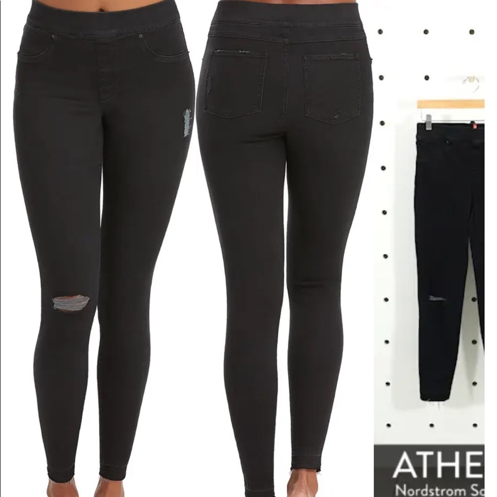 SPANX Distressed ankle skinny jeans